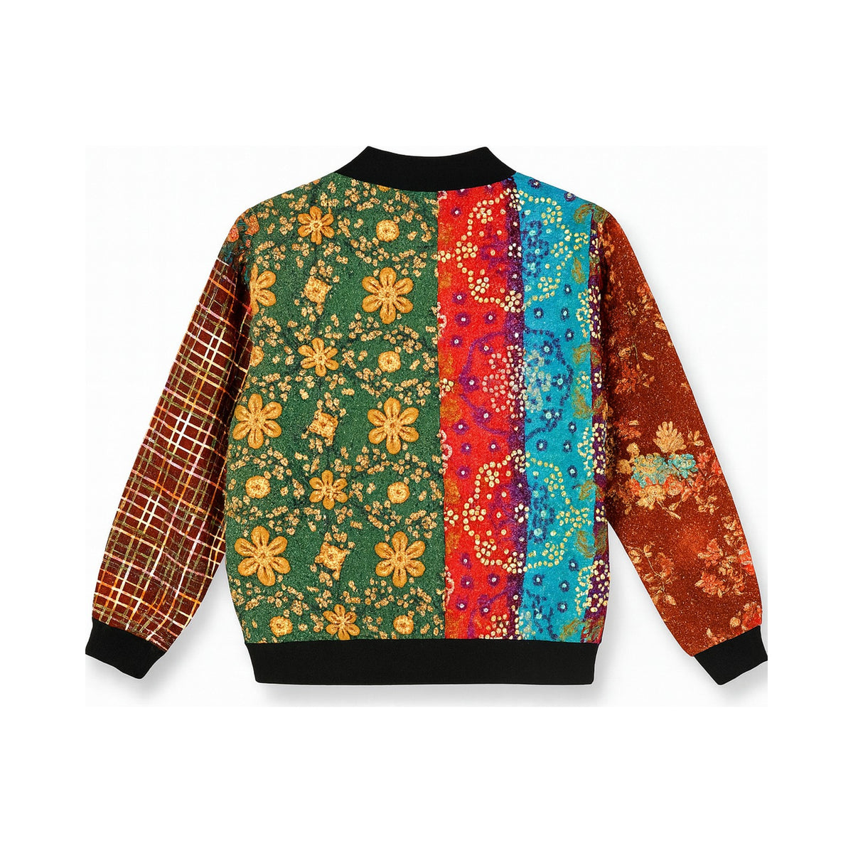 MEN'S Reversible Kantha Bomber - Sami - M — reversible side back, flat product shot on white