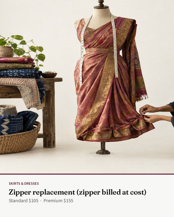 Skirts — Zipper replacement (zipper billed at cost) — Transcend service