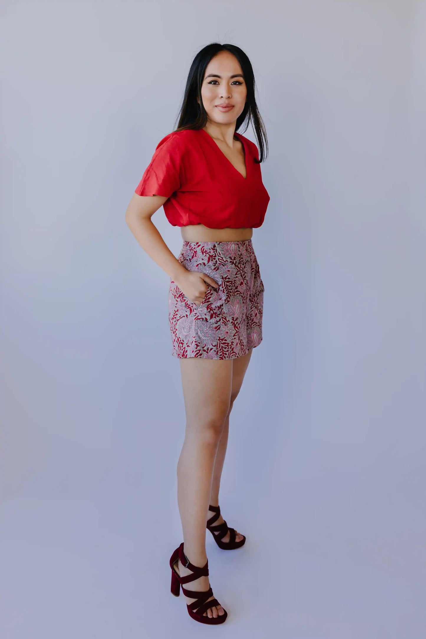 Block print cotton shorts - Transcend