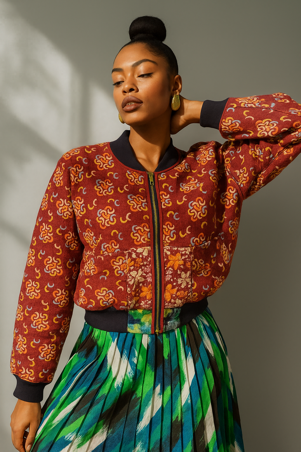 Sophia Reversible Kantha Bombers (BLK)