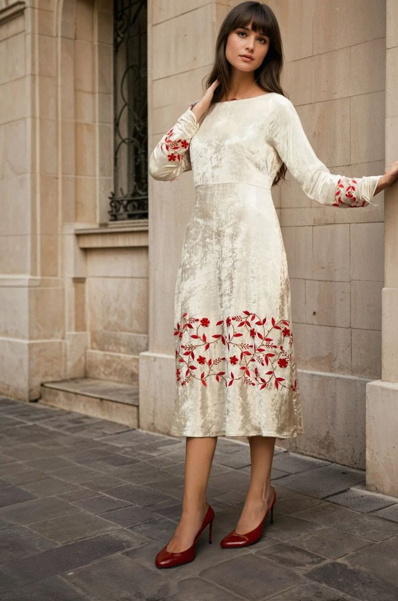HOLIDAY DRESSES MIRROR EMBROIDERED