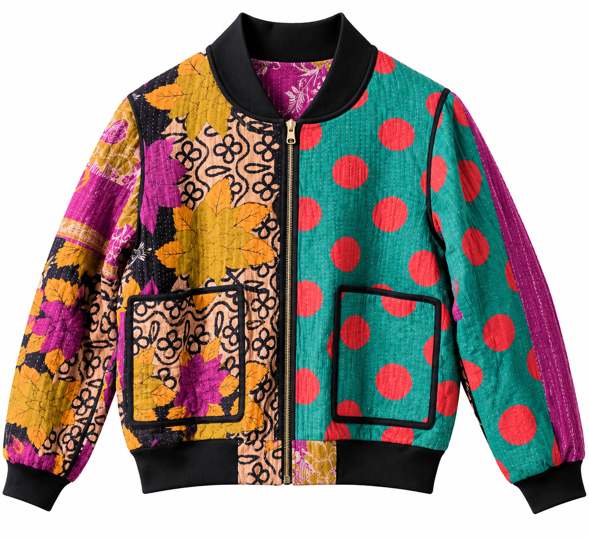 Zaina Reversible Kantha Bomber - L