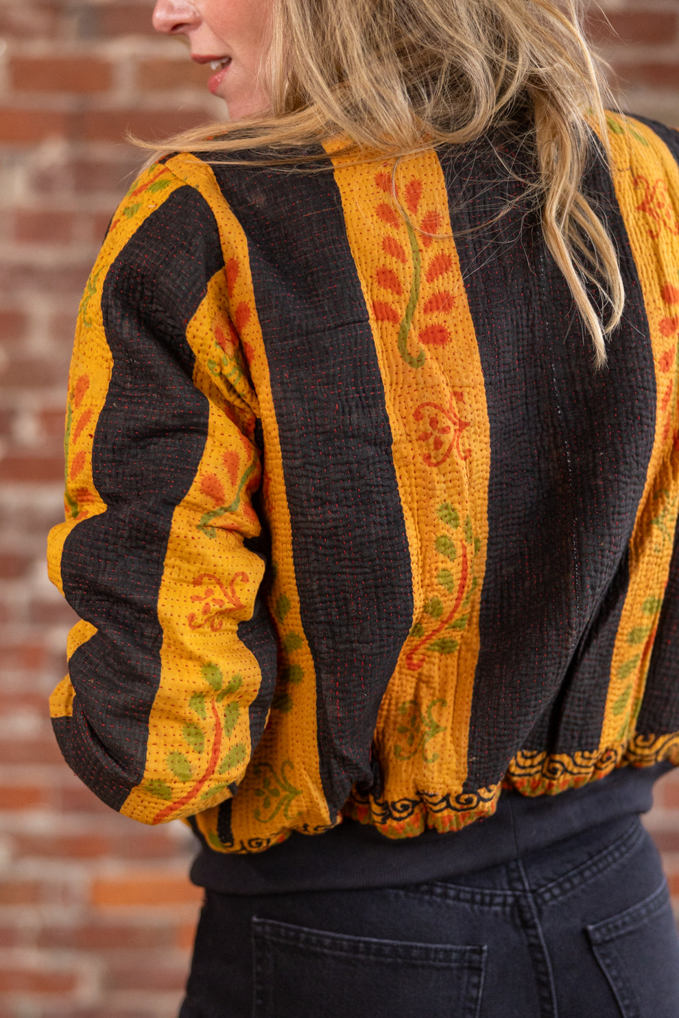 Nadia Bomber Jacket  | Vintage Kantha - Golden Ember (L)