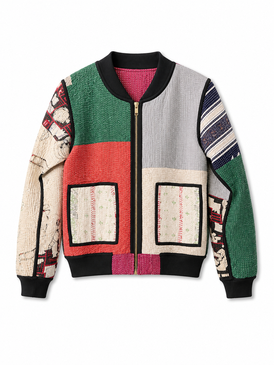 Tania Reversible Kantha Bomber - M