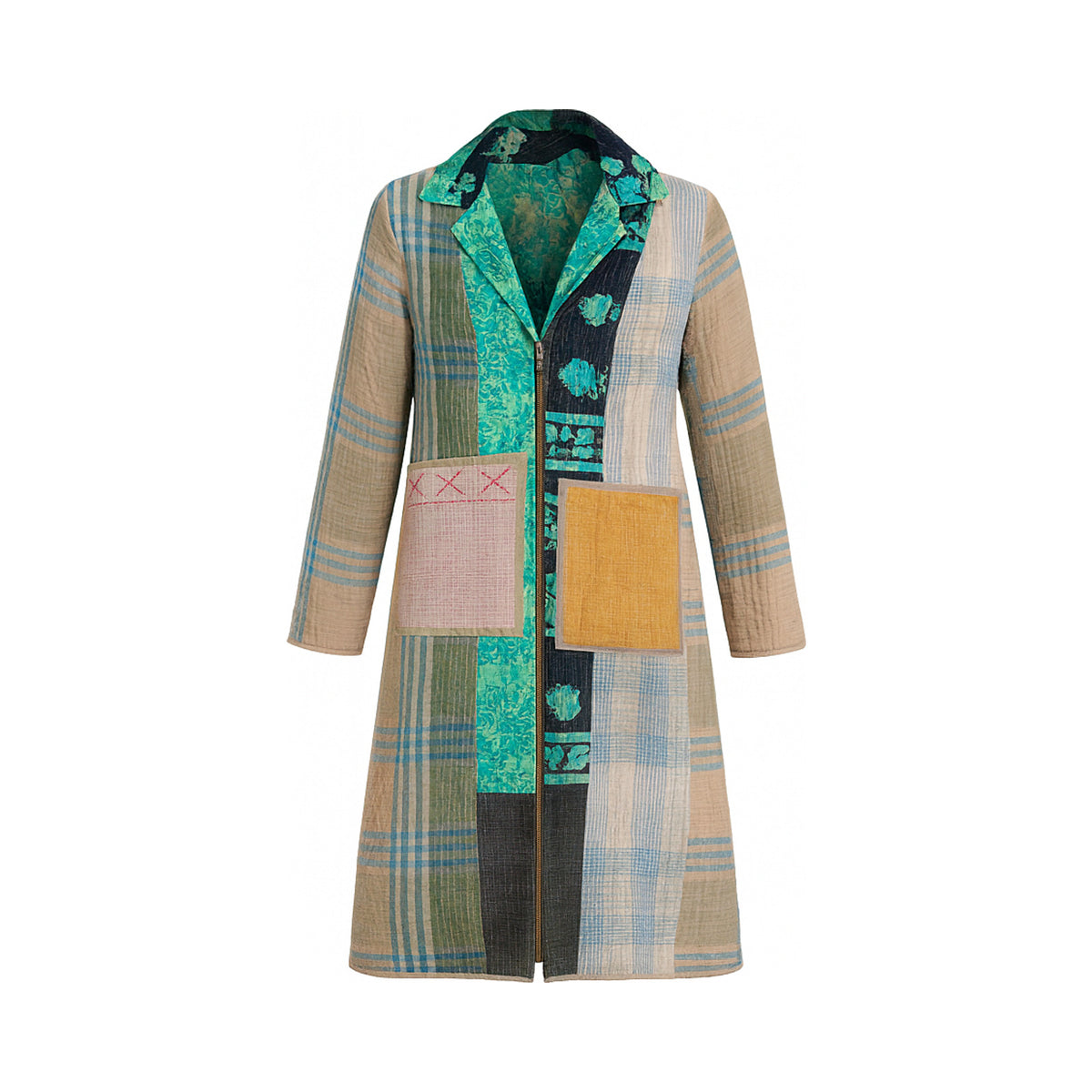 Leila Coat - The Emerald Blossom - S — reversible side, front