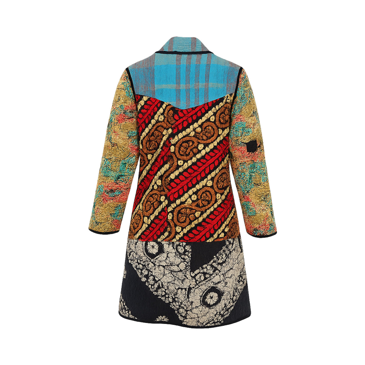 Leila Coat - The Peacock Plaid - M — reversible side, back