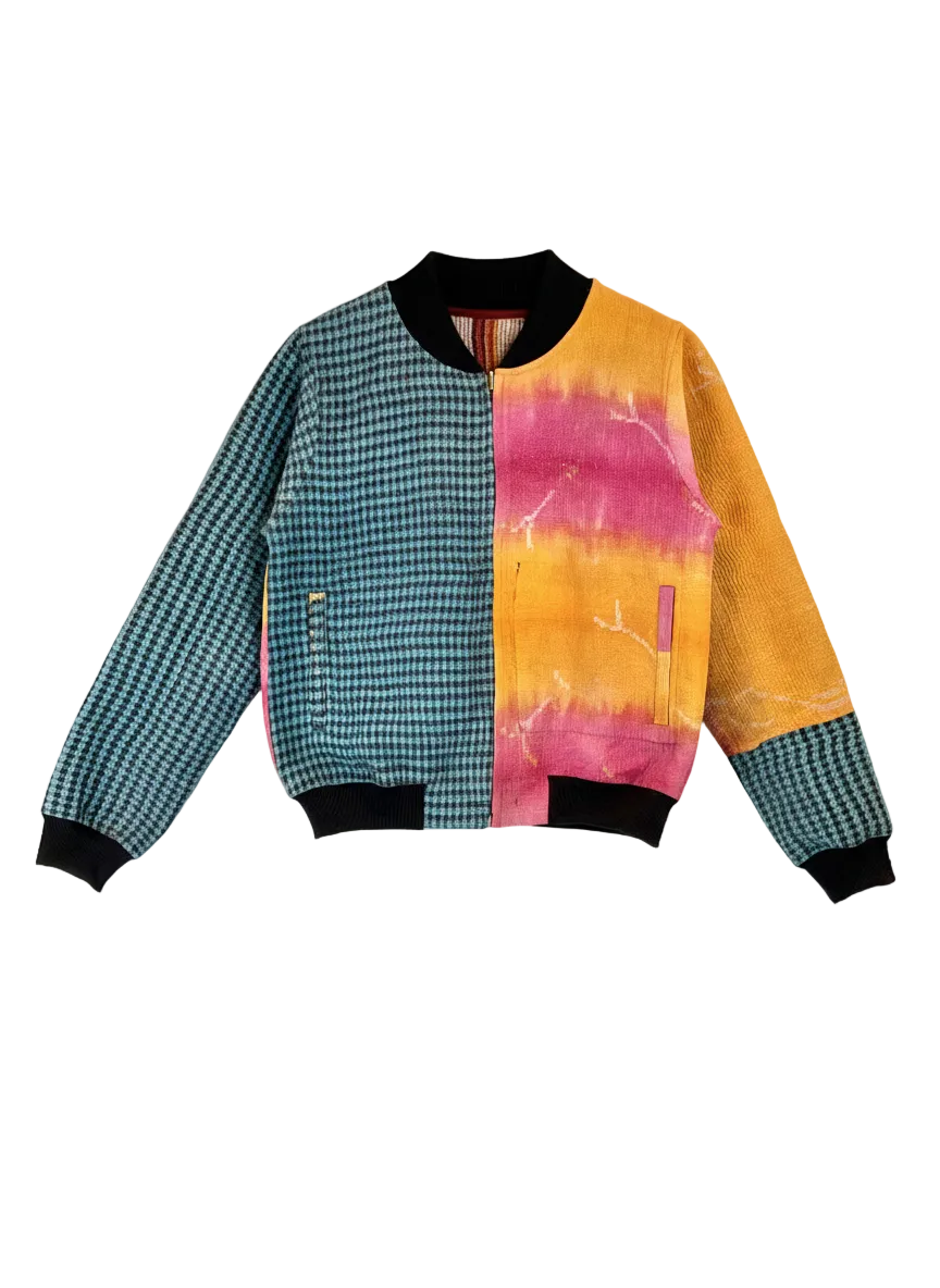 Sophia Reversible Kantha Bomber - Amber Transition Fusion - XS