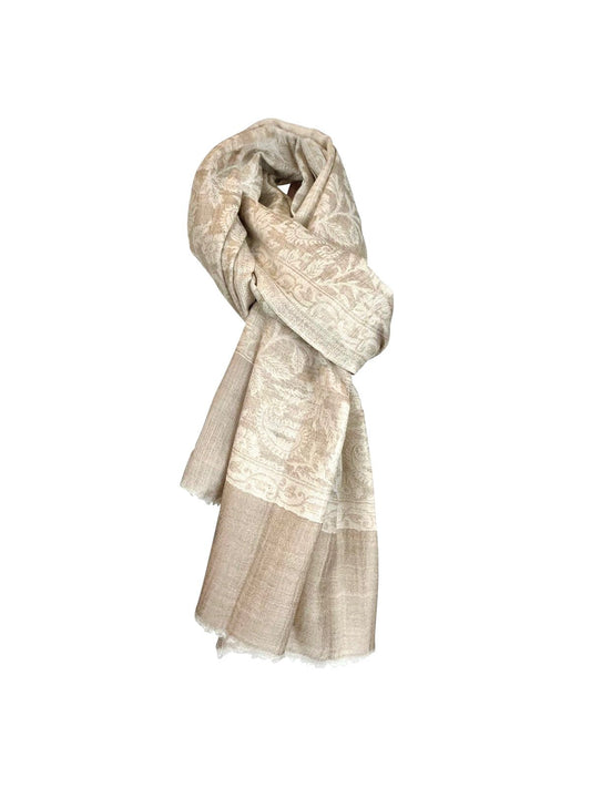 Cashmere Scarf - Beige Kani Floral