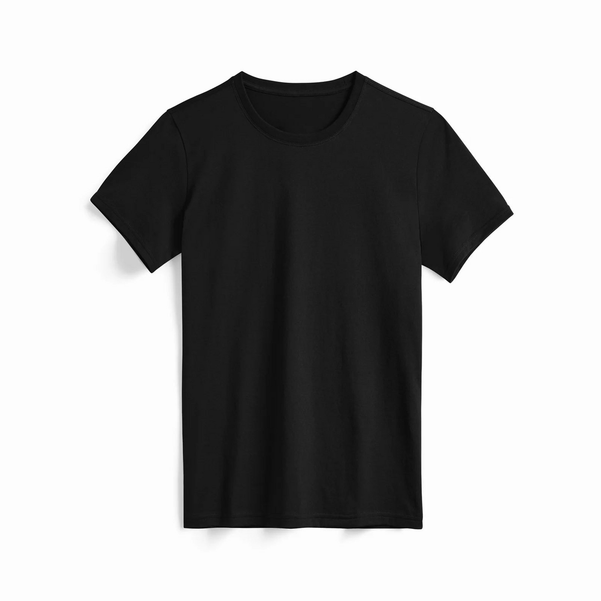 Black t-shirt on a white background