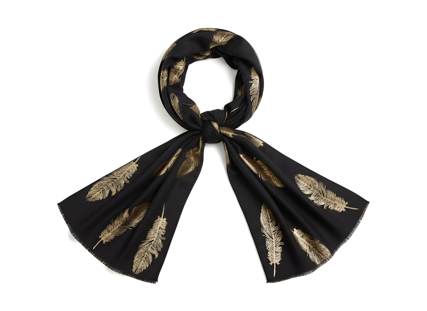 Cashmere Scarf - Black Feather