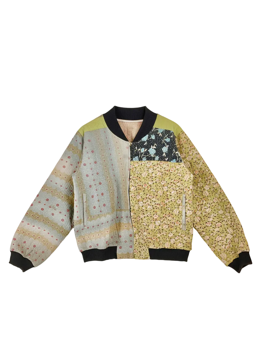 Sophia Reversible Kantha Bomber - Botanical Fusion - XL