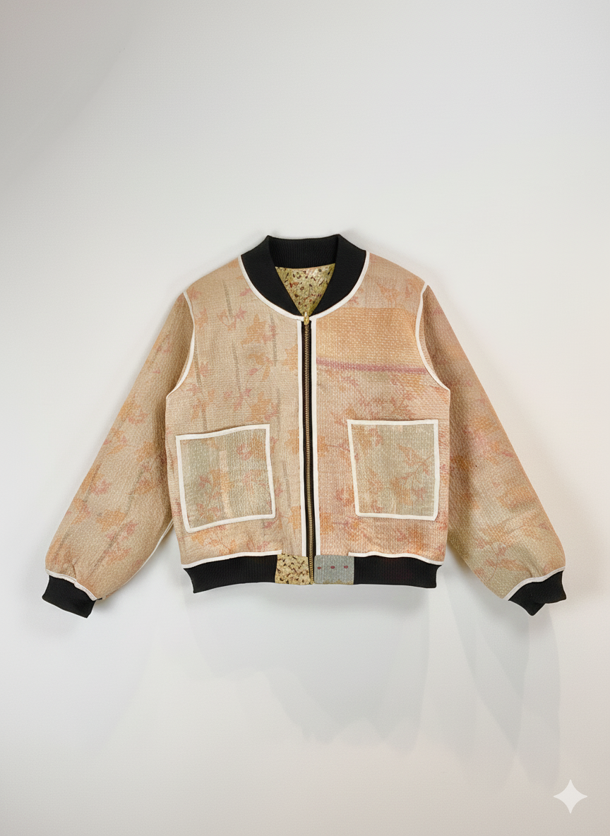Sophia Reversible Kantha Bomber - Botanical Fusion - XL