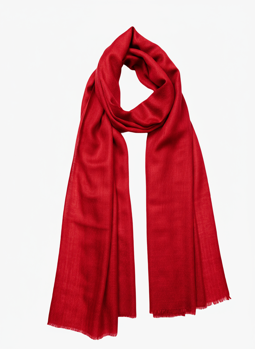 Cashmere Scarf - Red Floral Weave