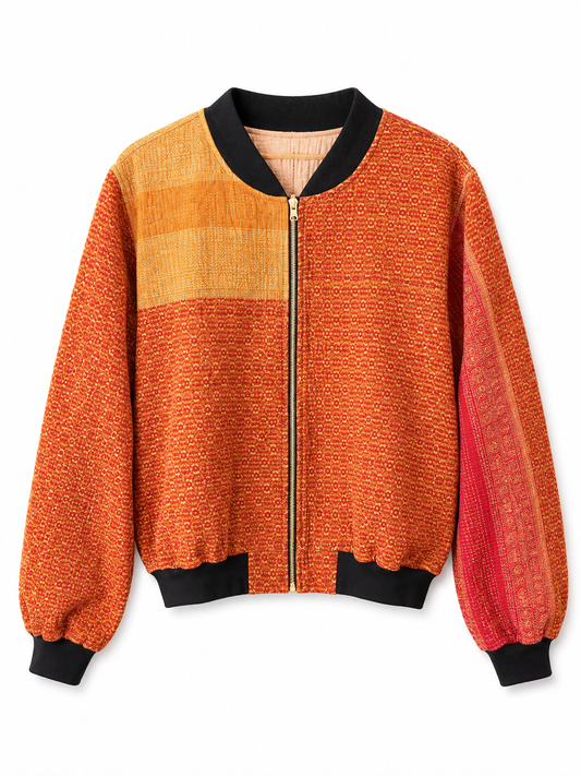 Sanjida Reversible Kantha Bomber - XXL