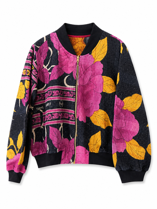 Monica Reversible Kantha Bomber - XL