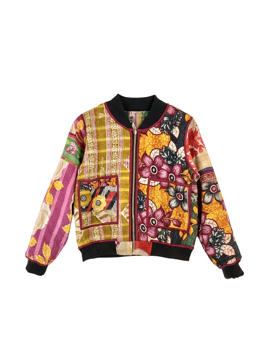 Sophia Reversible Kantha Bomber - Cornucopia Celebration - M