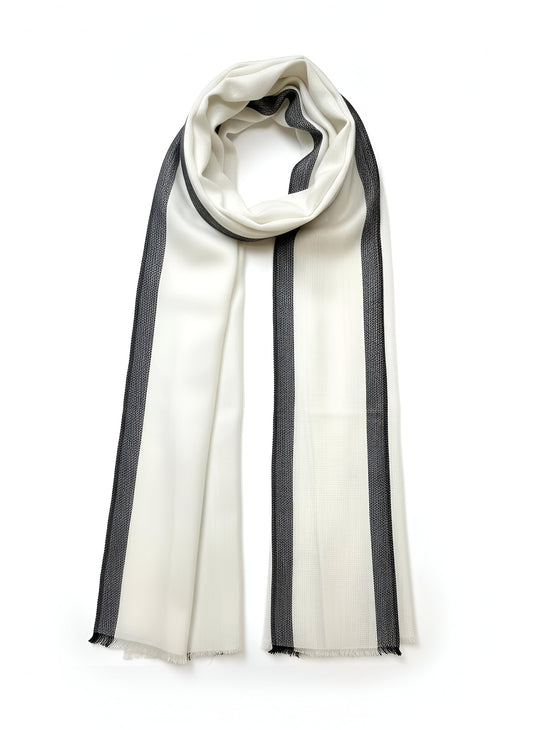 Cashmere Scarf - Cream & Charcoal