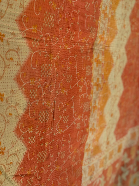 Saffron Meadow Vintage Kantha Throw