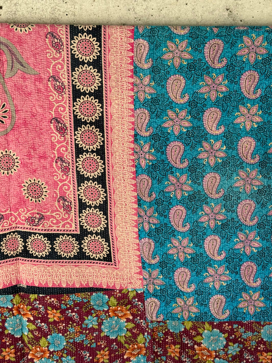 Indigo Garden Vintage Kantha Throw