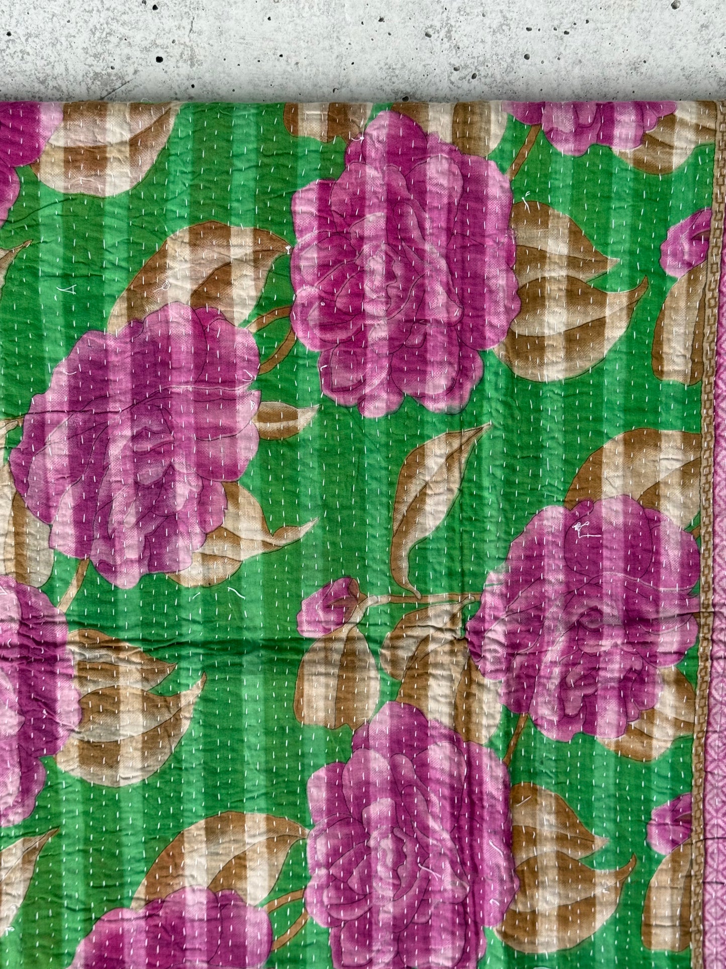 Roses and Thorns Vintage Kantha Throw