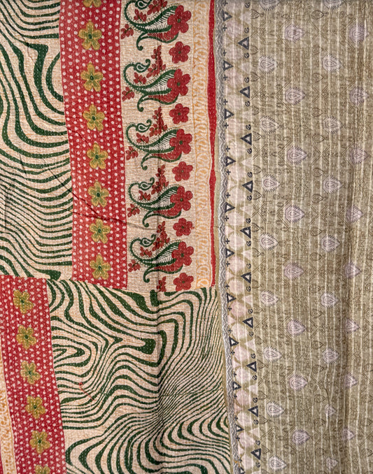 Wheat Fields Vintage Kantha Throw