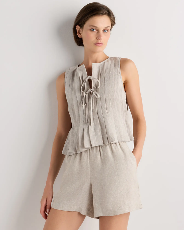 Linen Pleated Top - Women