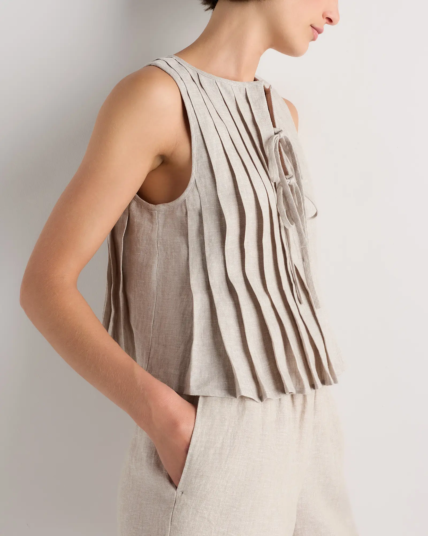 Linen Pleated Top - Women