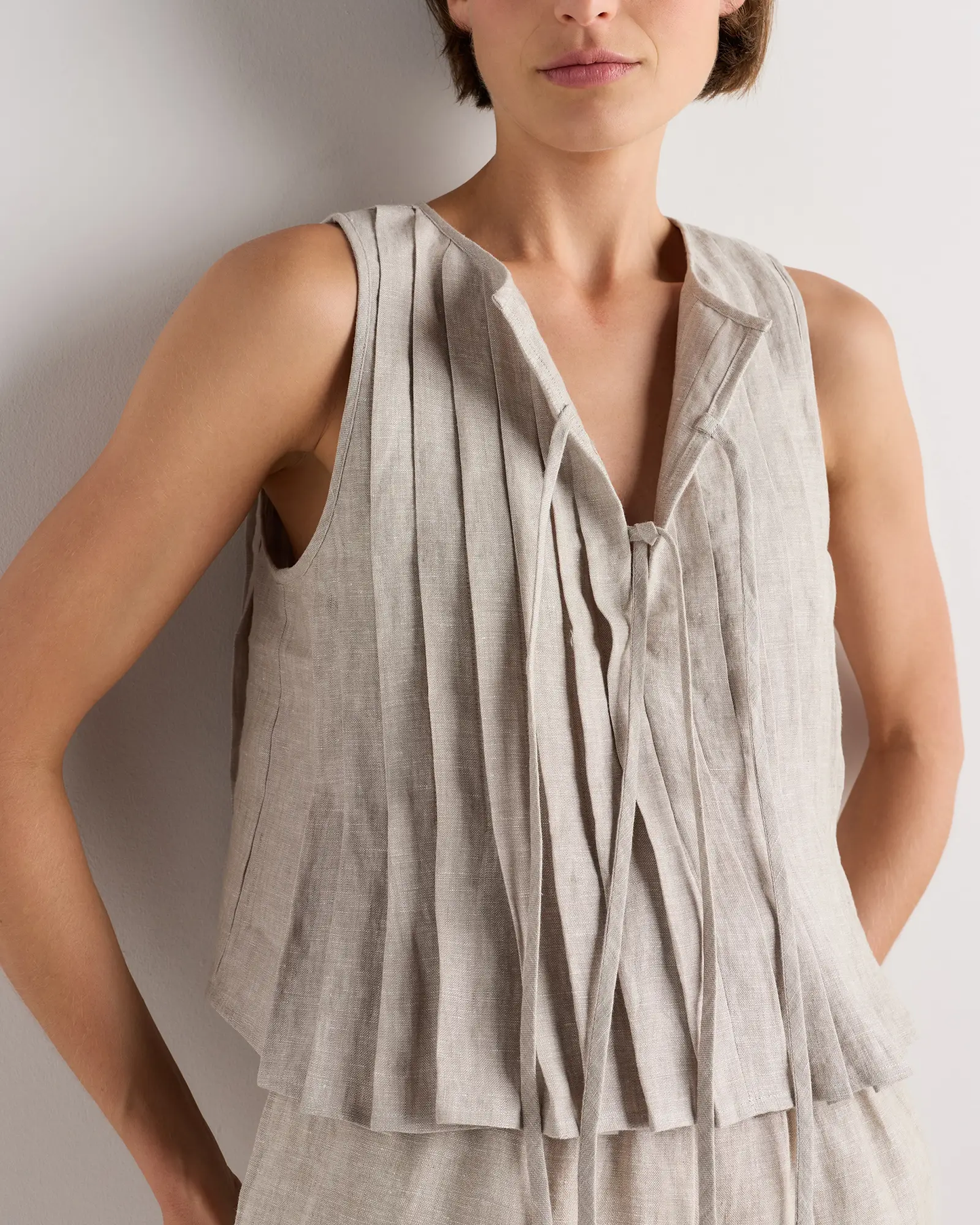 Linen Pleated Top - Women