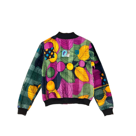 Sophia Reversible Kantha Bomber - Foliage Fresh Start - XS