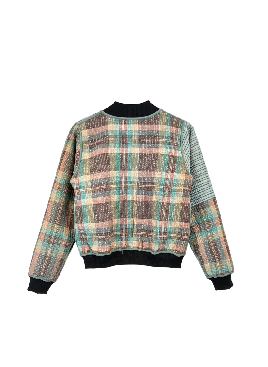 Sophia Reversible Kantha Bomber - Foliage Fresh Start - XS