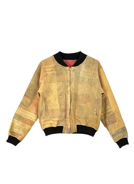 Sophia Reversible Kantha Bomber - Golden Gratitude - S