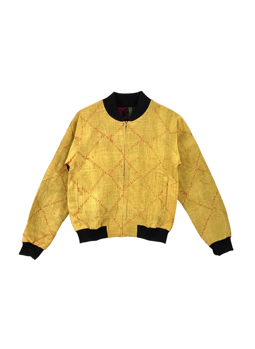 Sophia Reversible Kantha Bomber - Golden Harvest Heritage - XS