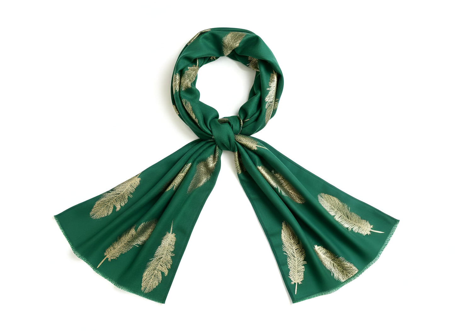Cashmere Scarf - Green Feather