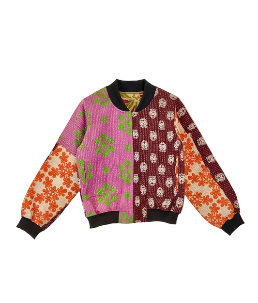 Sophia Reversible Kantha Bomber - Harvest Abundance - L