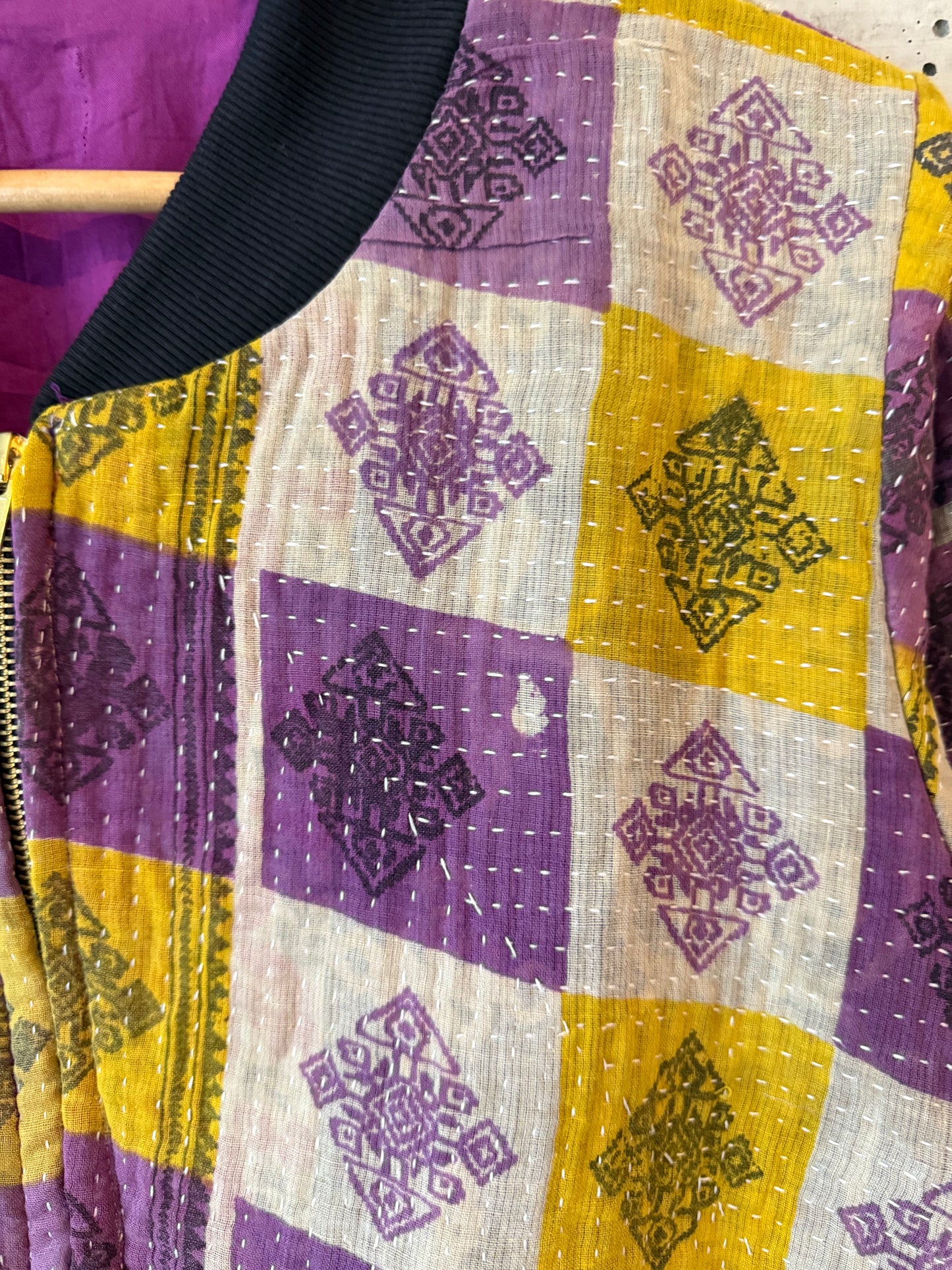 Nadia Kantha Bomber Jacket – Warm Amethyst