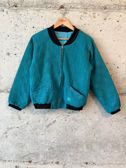 Nadia Kantha Bomber Jacket – Azure Meadow