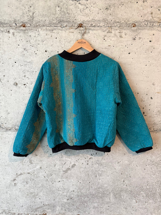 Nadia Kantha Bomber Jacket – Azure Meadow
