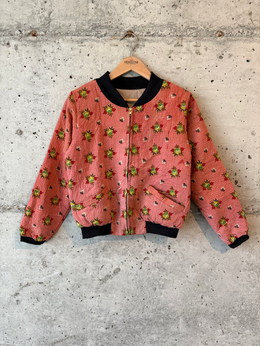 Nadia Kantha Bomber Jacket – Coral Bloom