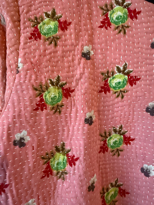 Nadia Kantha Bomber Jacket – Coral Bloom