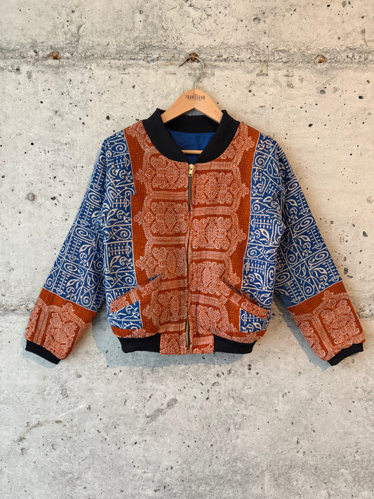 Nadia Kantha Bomber Jacket – Indigo Horizon