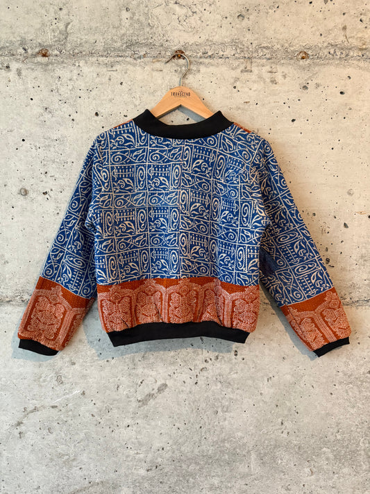 Nadia Kantha Bomber Jacket – Indigo Horizon