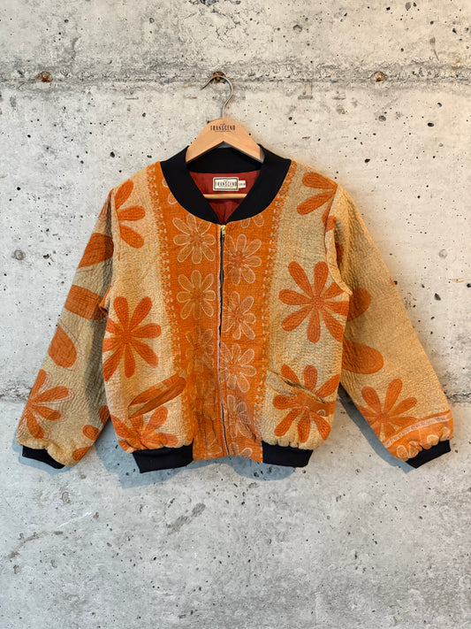 Nadia Kantha Bomber Jacket – Saffron Bloom
