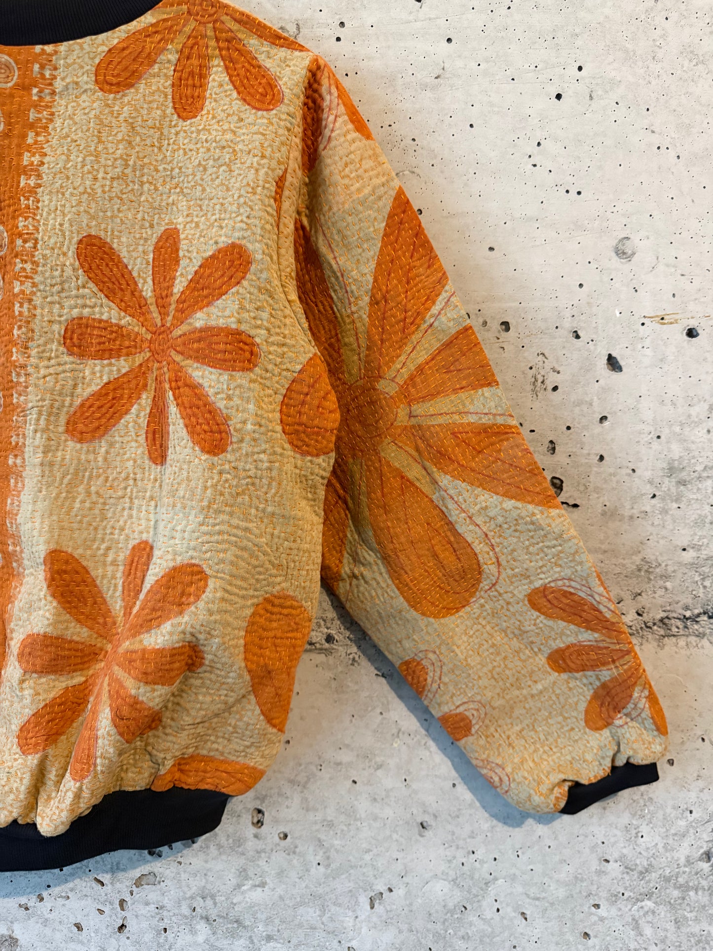 Nadia Kantha Bomber Jacket – Saffron Bloom