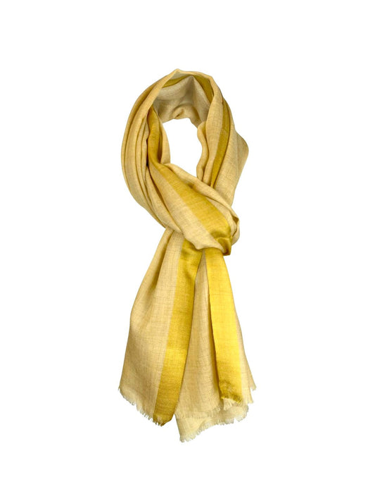 Cashmere Scarf - Yellow with Gold Border