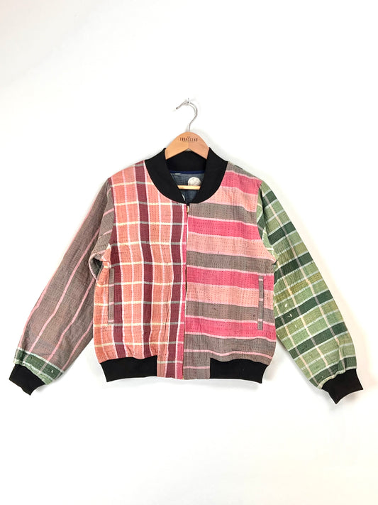 Sophia Reversible Kantha Bomber - Plaid Blessing M