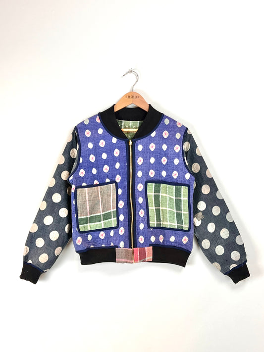 Sophia Reversible Kantha Bomber - Plaid Blessing M
