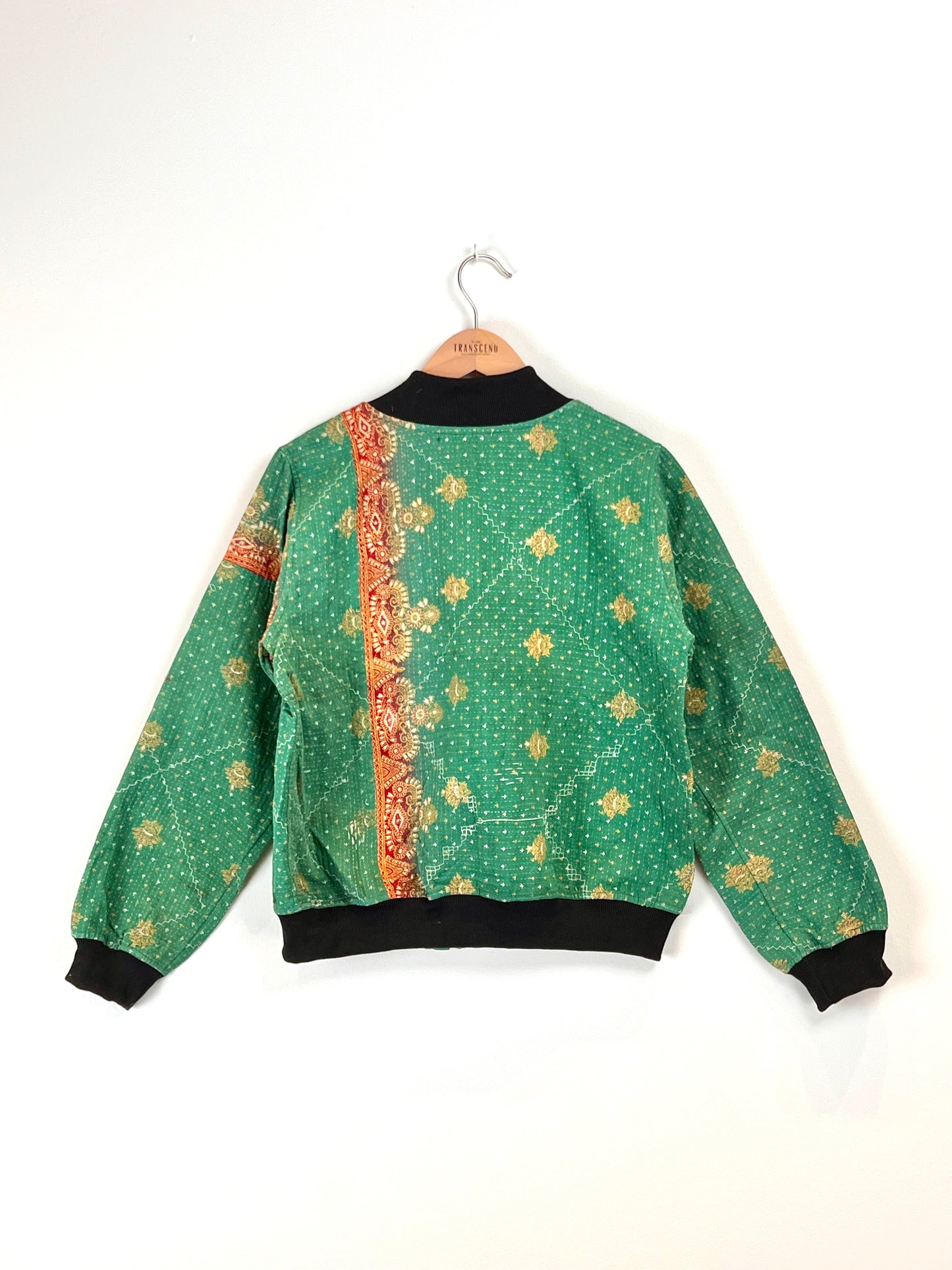 Sophia Reversible Kantha Bomber - Evergreen Gratitude - M