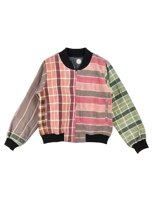 Sophia Reversible Kantha Bomber - Autumn Plaid Blessing - M