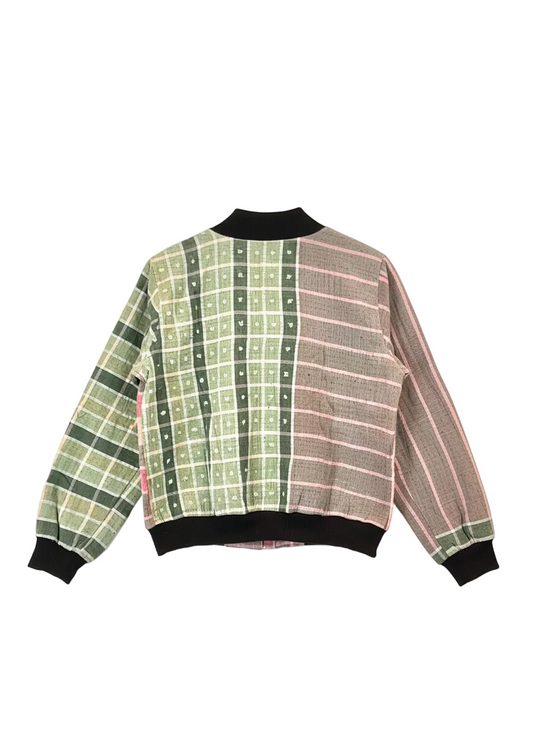 Sophia Reversible Kantha Bomber - Autumn Plaid Blessing - M