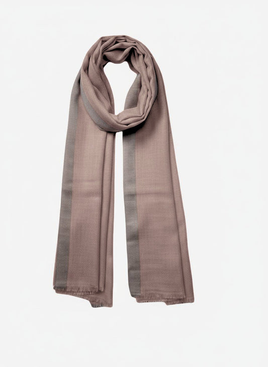 Cashmere Scarf - Mauve with Grey Border